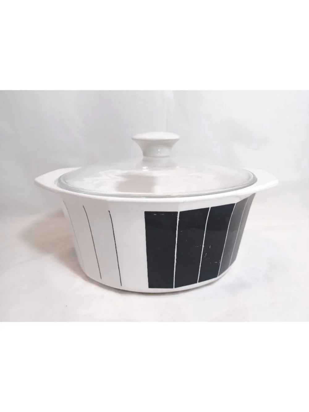 Vtg Daniel Hechter AAH02 Counterpoint Black Bakeware Casserole Dish with Lid MCM